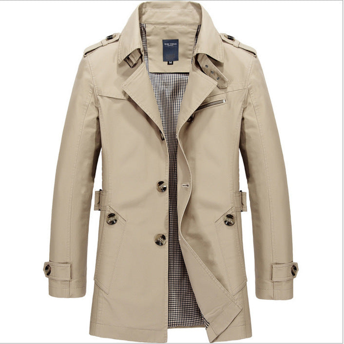 Men's Mid-Length Cotton Washed Plus Size Jacket